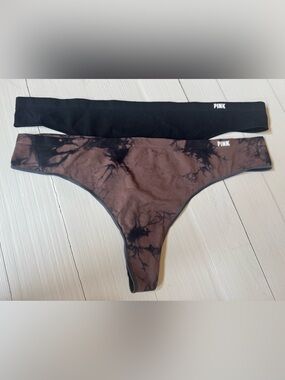 PINK Victoria’s Secret XXL Thong Bundle NWT Black & Tie Dye No Show Panties